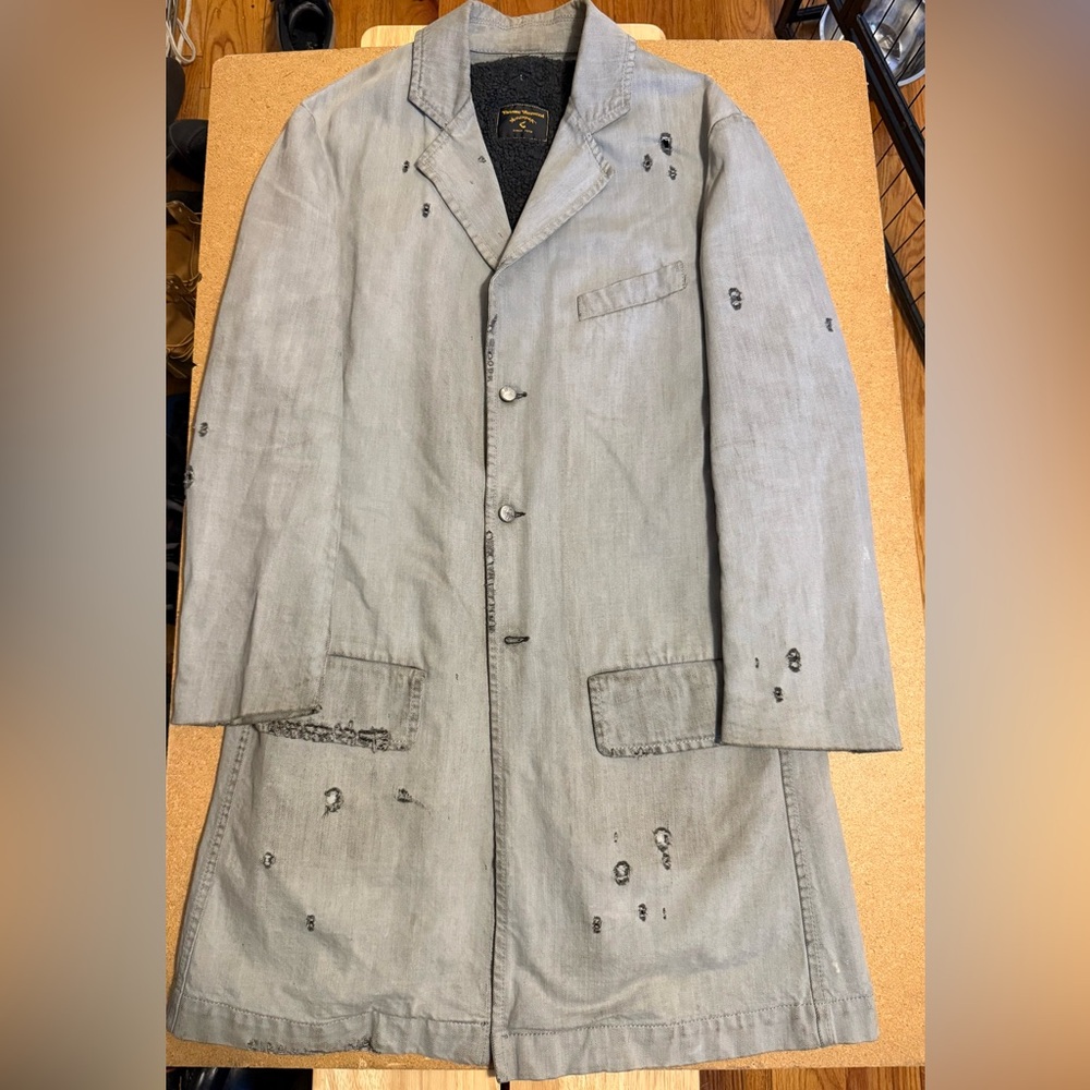 Vivian Westwood denim trench coat with removable Sherpa Vest Size 12